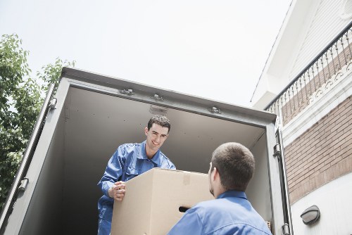 Packed moving boxes ready for local removals in Mortlake