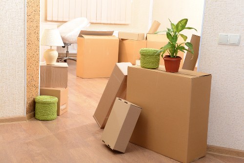 Preparing furniture and packed boxes for storage in Mortlake